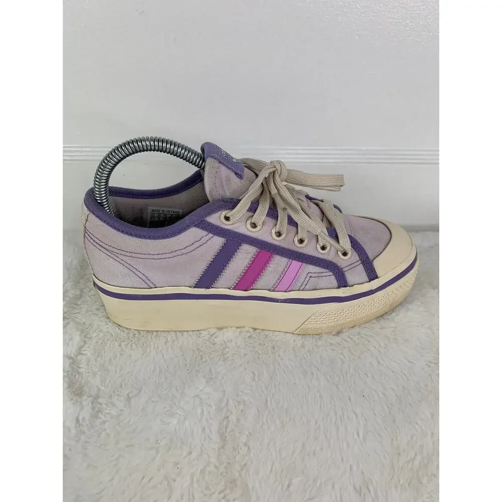 Adidas Nizza Platform Shoes J Almost Pink Pulse Lilac Chunky Sneakers Size 5.5